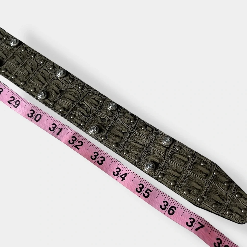 Guess Y2K Croc Embossed Faux Leather Rhinestone Belt Small